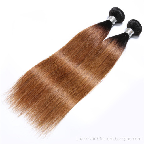 9a 100g SPARK Remy Human Hair Weaving Bundle for Women Weave Hair Extension Brazilian Ombre Black Brown Straight 1b/30